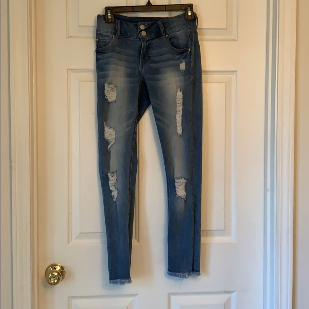 light wash jeans with holes